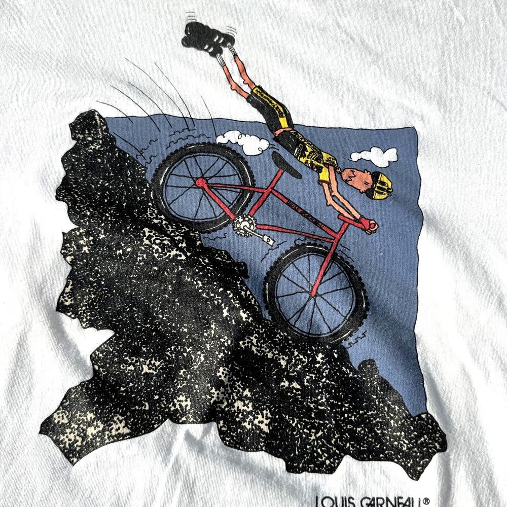 Vintage Louis Garneau MTB T Shirt Mens XL Mountain Bike Graphic White